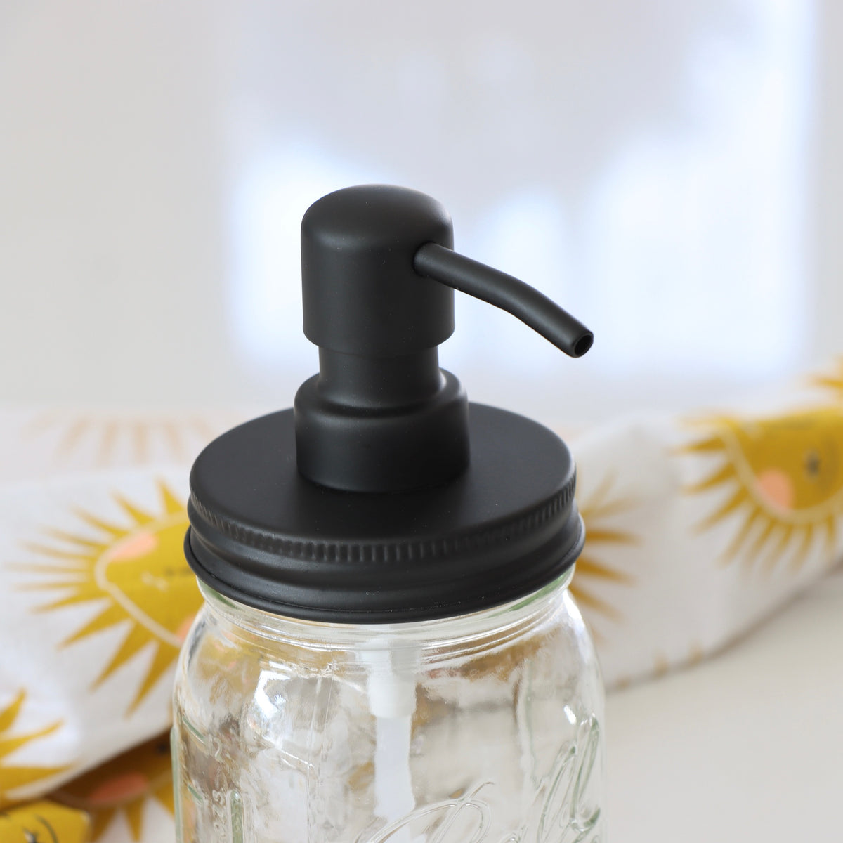 Classic Black Mason Jar Soap Dispenser Lid - Regular Mouth - Holistic Habitat 