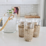 Sulu Drinking Glasses With Woven Seagrass Sleeve - Set of Six - Holistic Habitat 