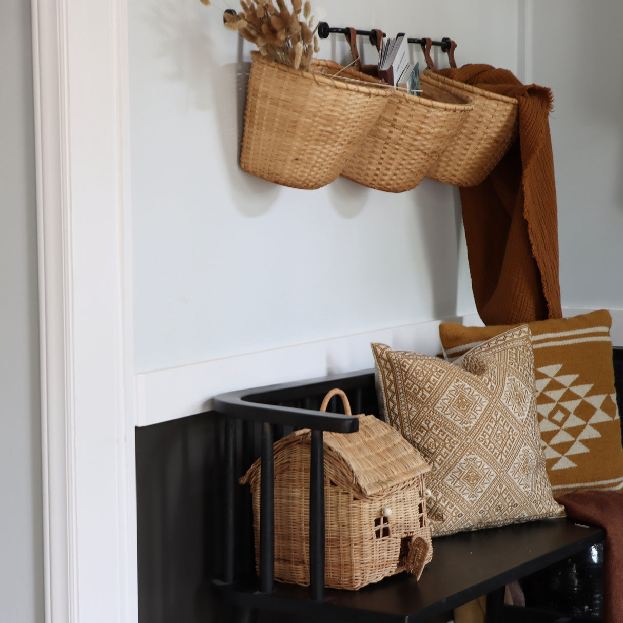 Wall Hanging Bicycle Basket on Metal Bracket - Holistic Habitat 