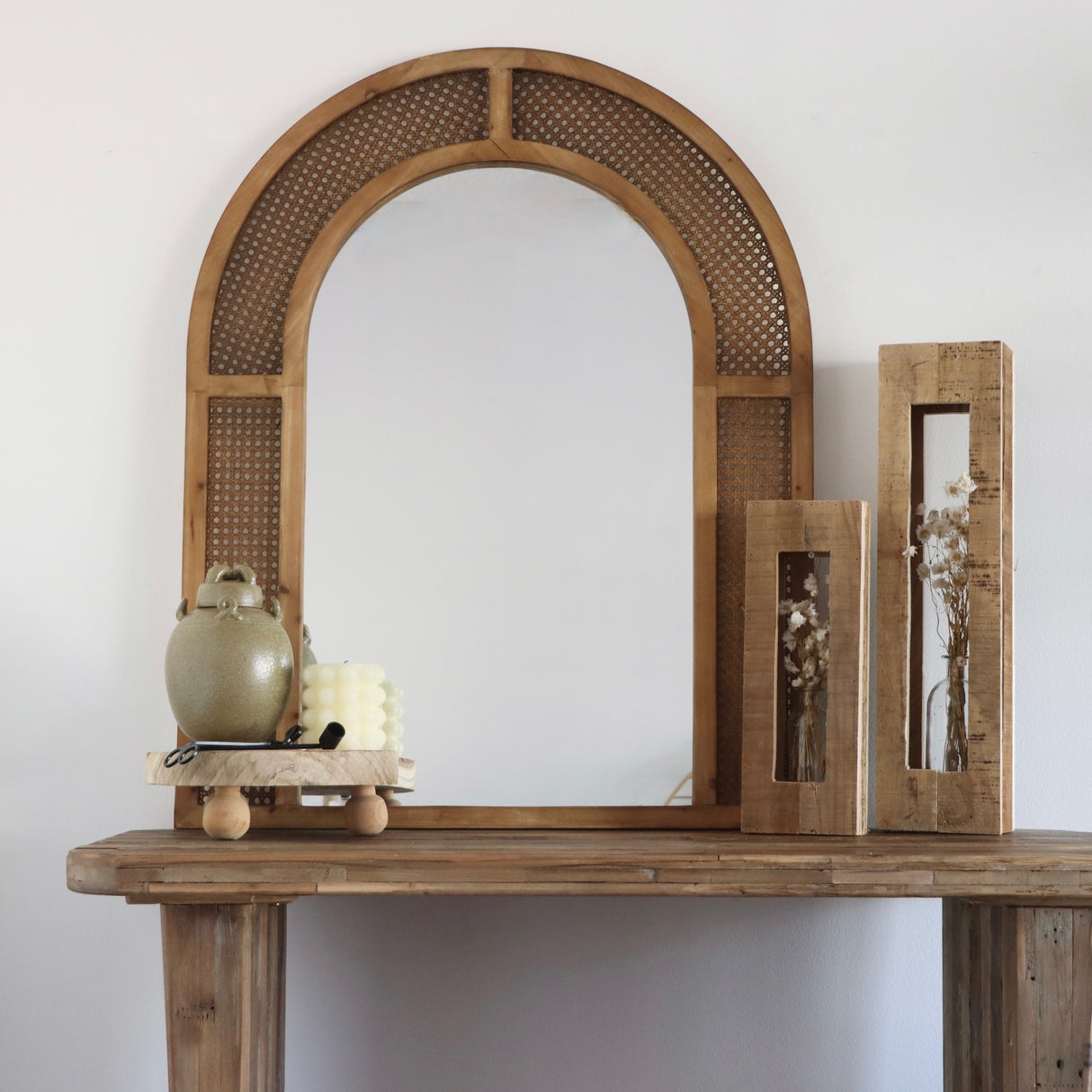 Taro Woven Rattan Arched Mirror - Holistic Habitat 