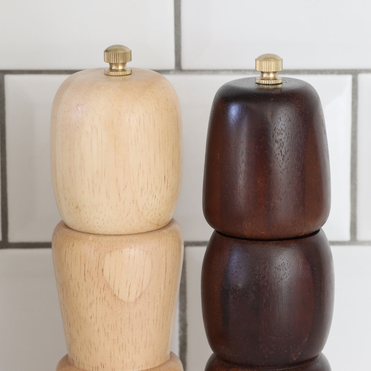 Stacked Acacia & Rubberwood Salt & Pepper Mills - Holistic Habitat 