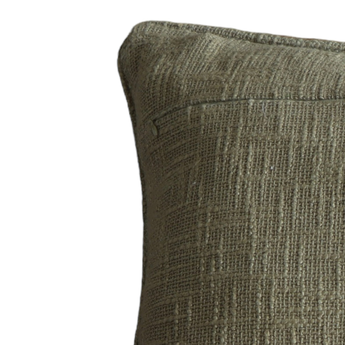 Olive Cotton Pillow Cover with Piping - 20 inch - Holistic Habitat 