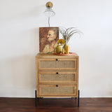 Wood and Caned Rattan Bedside Table - Holistic Habitat 