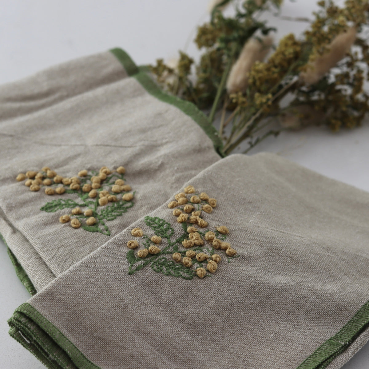 Goldenrod Embroidered Cotton Napkins Set of 4 - Holistic Habitat 