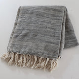 French Blue Wool Blend Fringe Throw - Holistic Habitat 