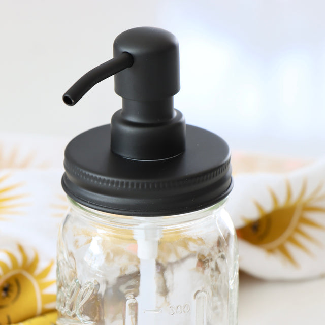 Classic Black Mason Jar Soap Dispenser Lid - Regular Mouth - Holistic Habitat 