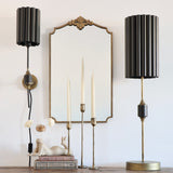 Kali Distressed Gold Wall Sconce with Black Fluted Shade - Holistic Habitat 