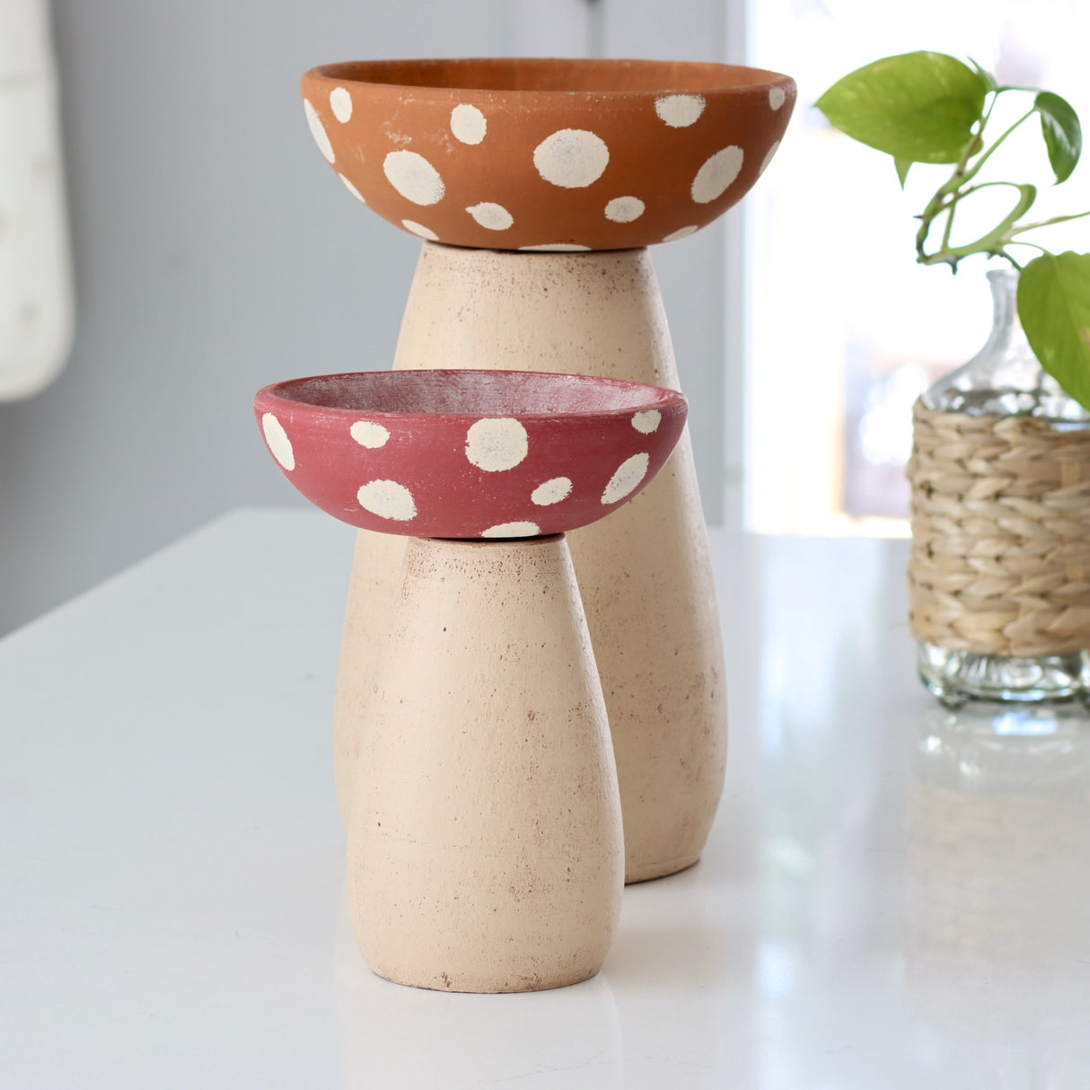 Secret Mushroom Terracotta Canisters - Set of 2 - Holistic Habitat 