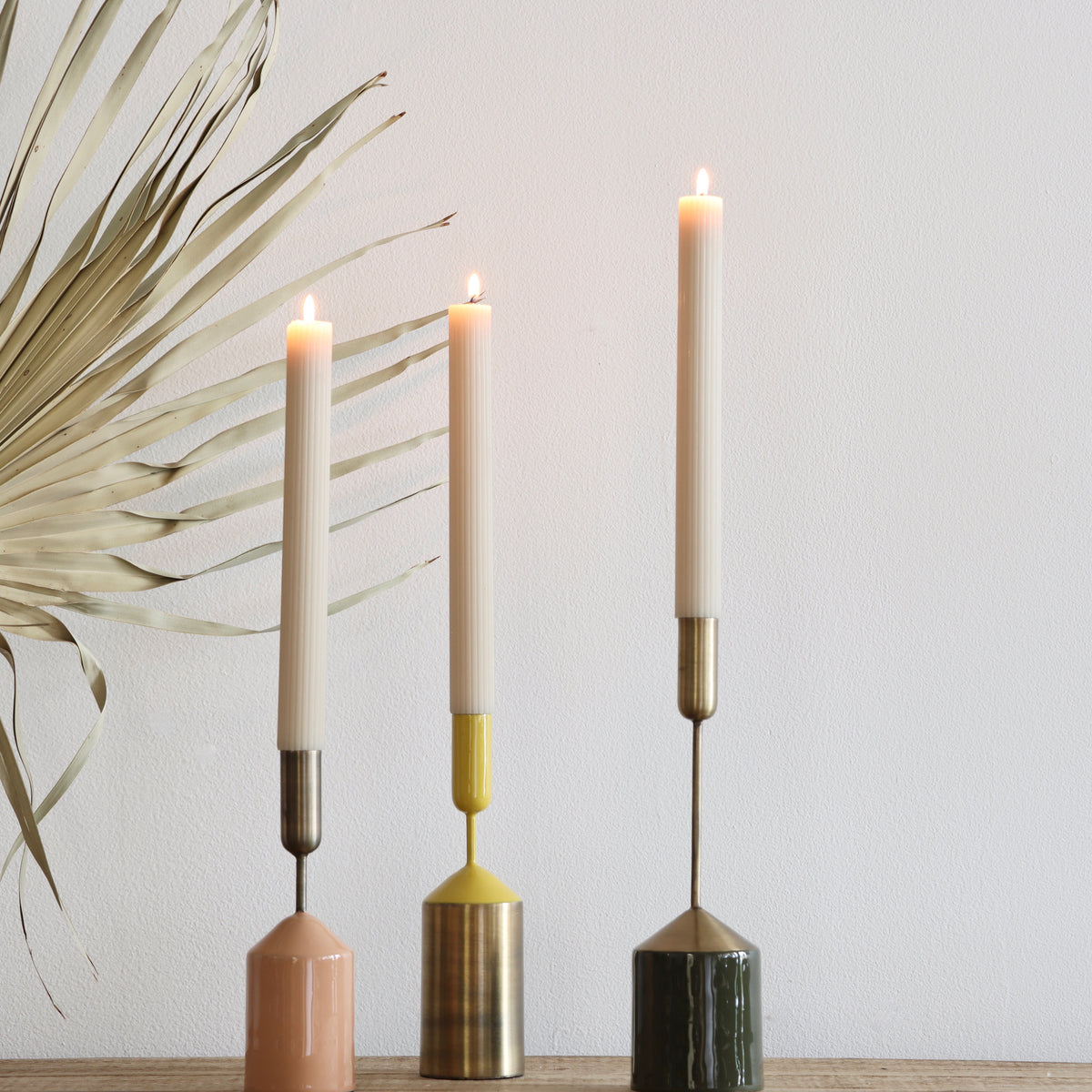 Enameled Taper Candle Holders - Set of 3