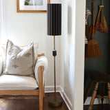 Kali Distressed Gold Floor Lamp with Fluted Black Shade - Holistic Habitat 