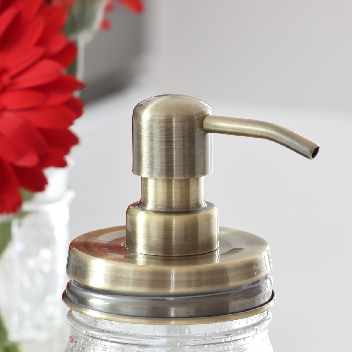Classic Brass Mason Jar Soap Dispenser Lid - Regular Mouth - Holistic Habitat 