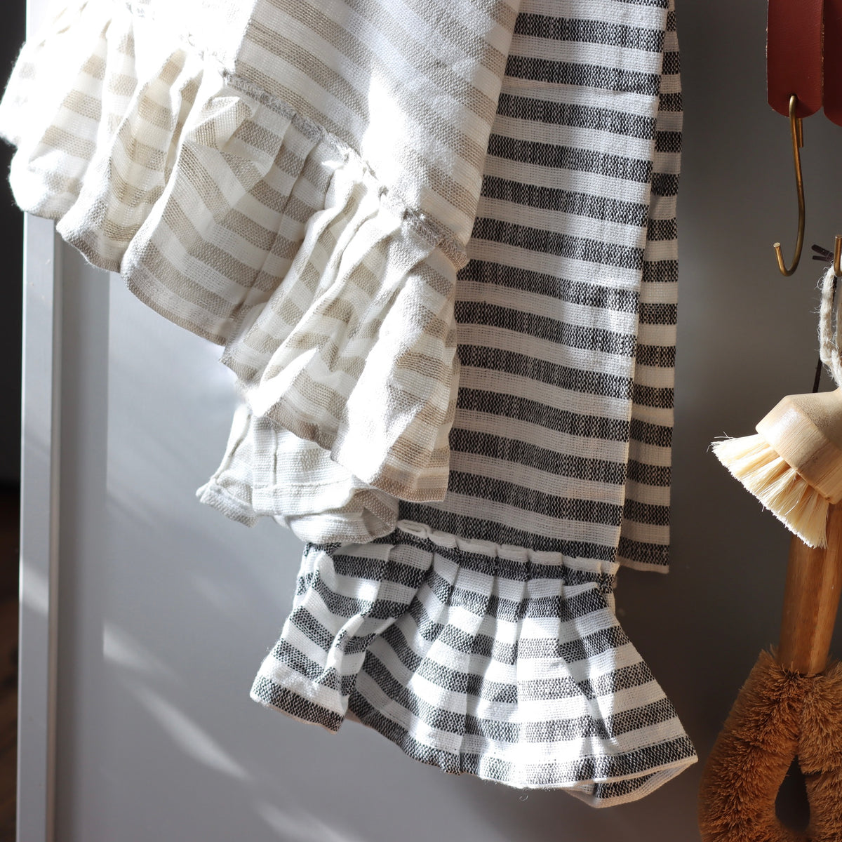 Pinafore Cotton Striped Ruffled Tea Towels - Set of 2 - Holistic Habitat 
