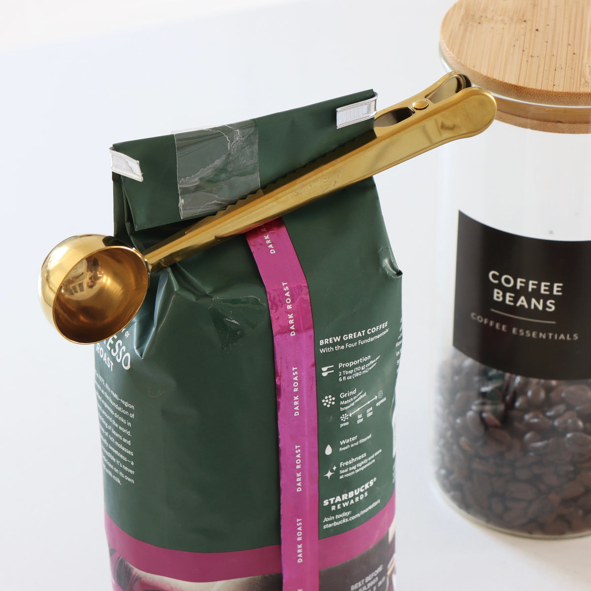 Gold Stainless Steel Scoop and Bag Clip - Holistic Habitat 