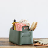 Green Vegan Leather Storage Basket - Medium - Holistic Habitat 