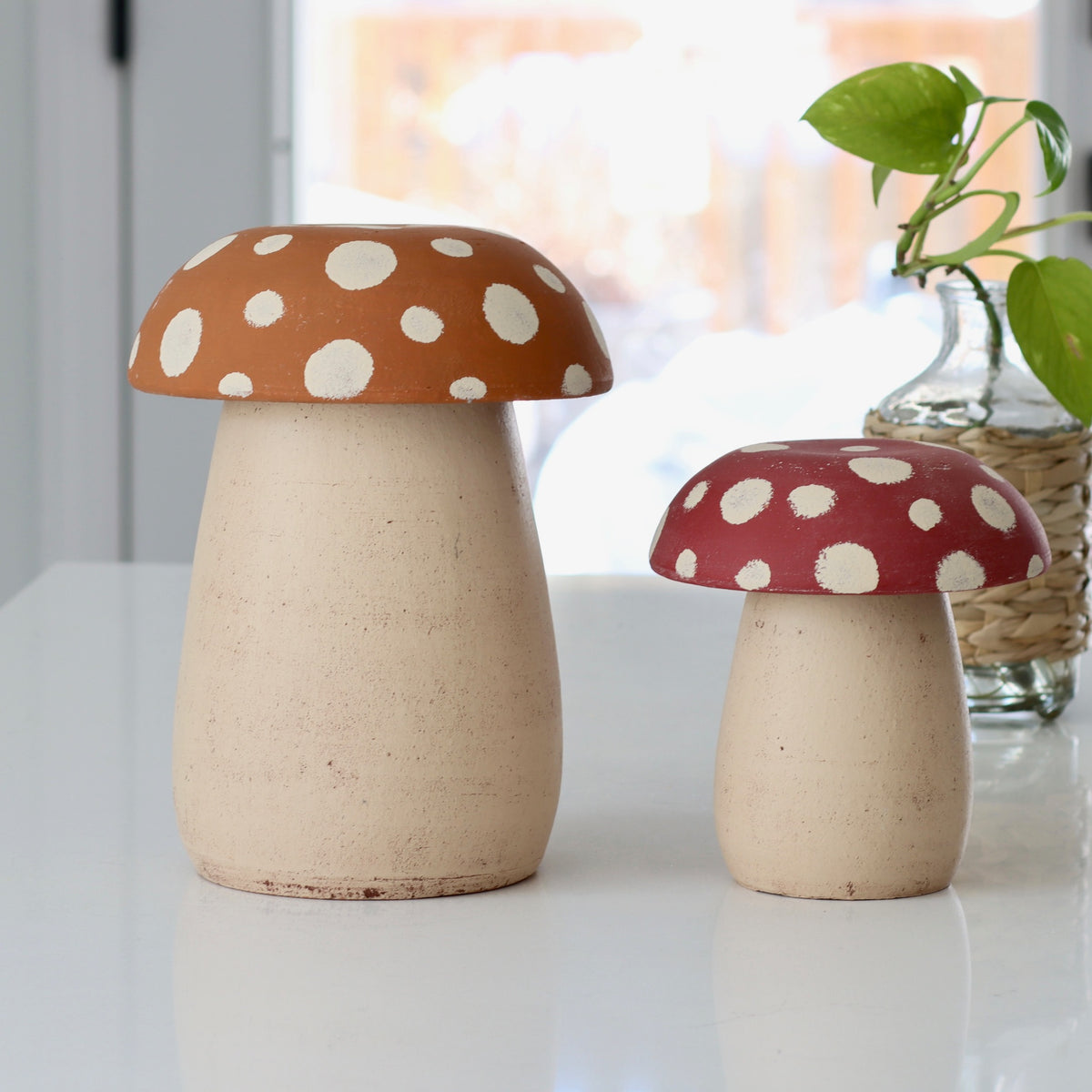 Secret Mushroom Terracotta Canisters - Set of 2 - Holistic Habitat 
