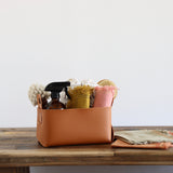 Orange Vegan Leather Storage Basket - Medium - Holistic Habitat 