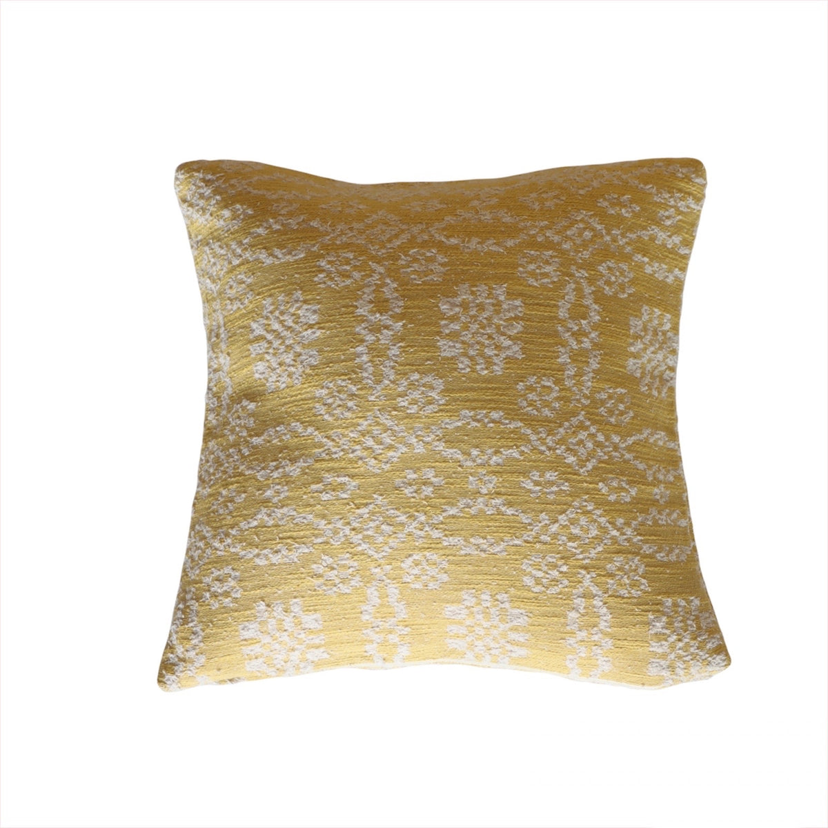 Sunflower &amp; Cream Cotton Jacquard Pillow 20 Inch - Holistic Habitat 