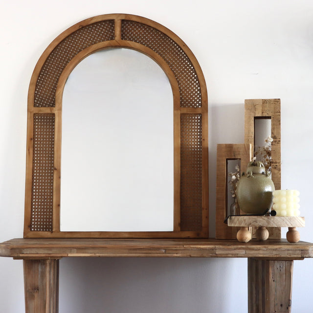 Taro Woven Rattan Arched Mirror - Holistic Habitat 