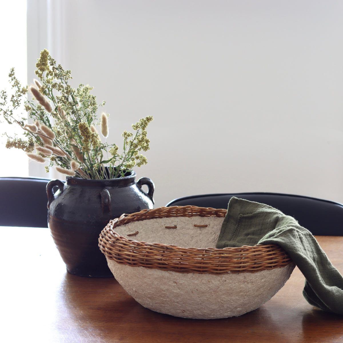 Paper Mache Bowl with Wicker Rim - Holistic Habitat 