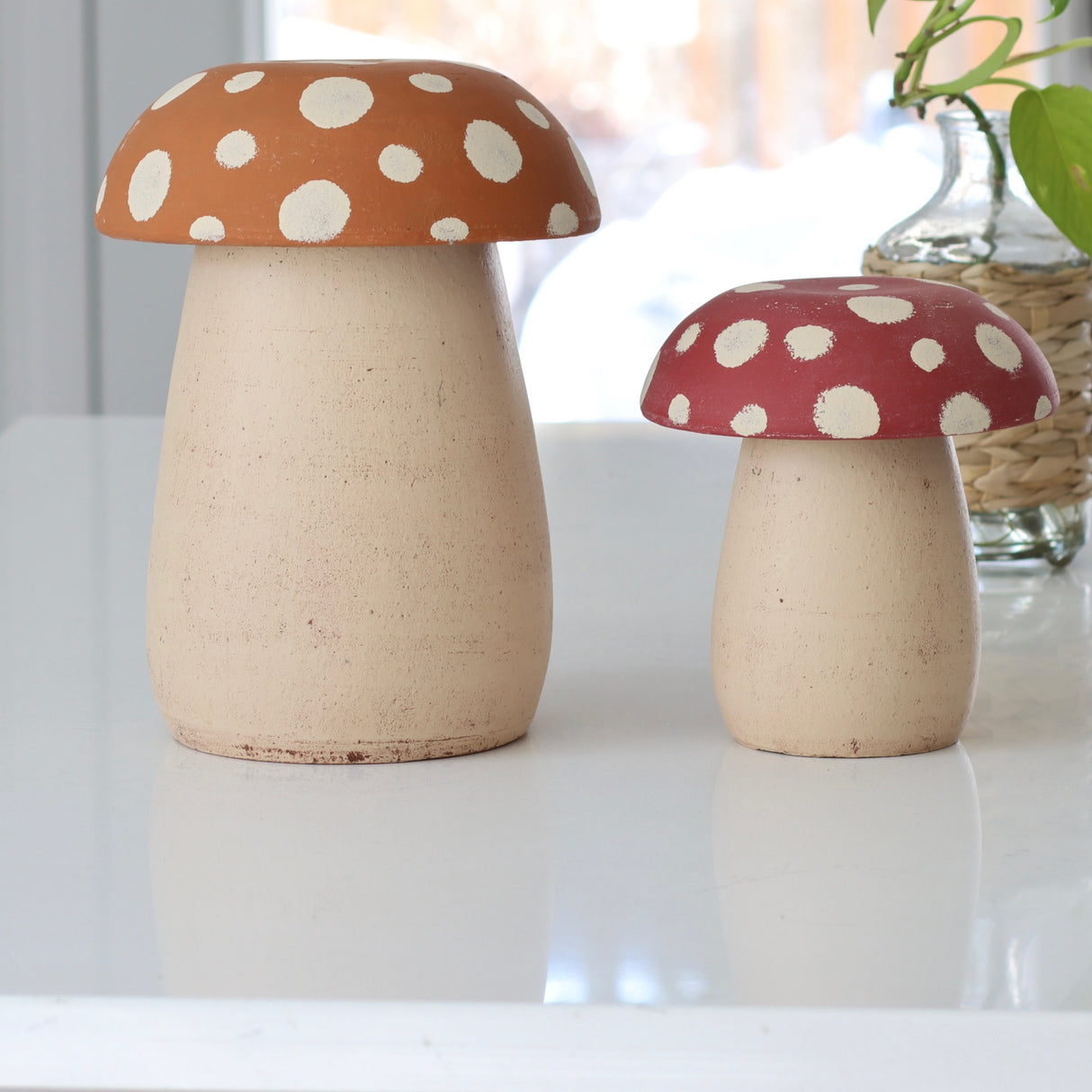 Secret Mushroom Terracotta Canisters - Set of 2 - Holistic Habitat 