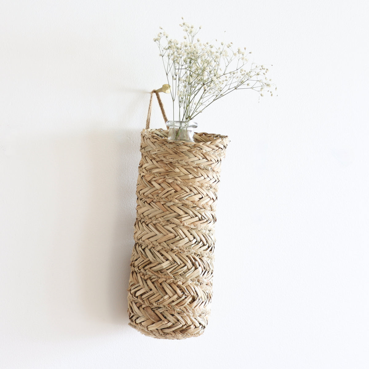 Wall Hanging Seagrass Wrapped Vase - Holistic Habitat 