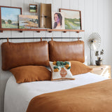 The Rachael Leather Headboard Cushion Set - Dark Amber - Holistic Habitat 