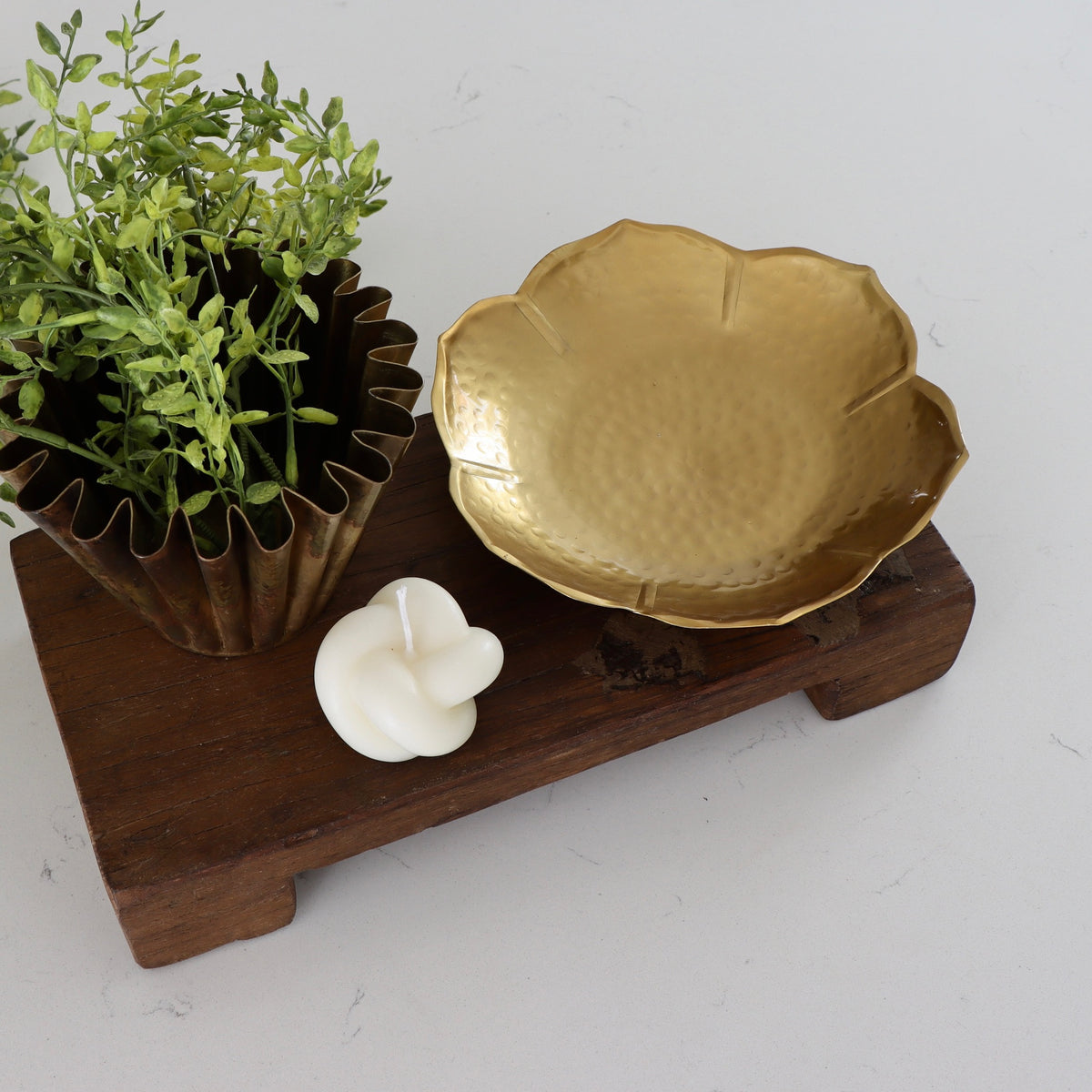 Hammered Gold Metal Lotus Flower Bowl - Holistic Habitat 