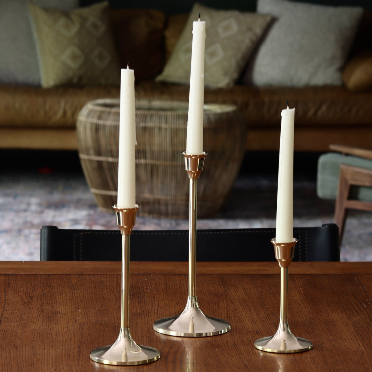 Julia Brass Candlesticks - Set of 3 - Holistic Habitat 