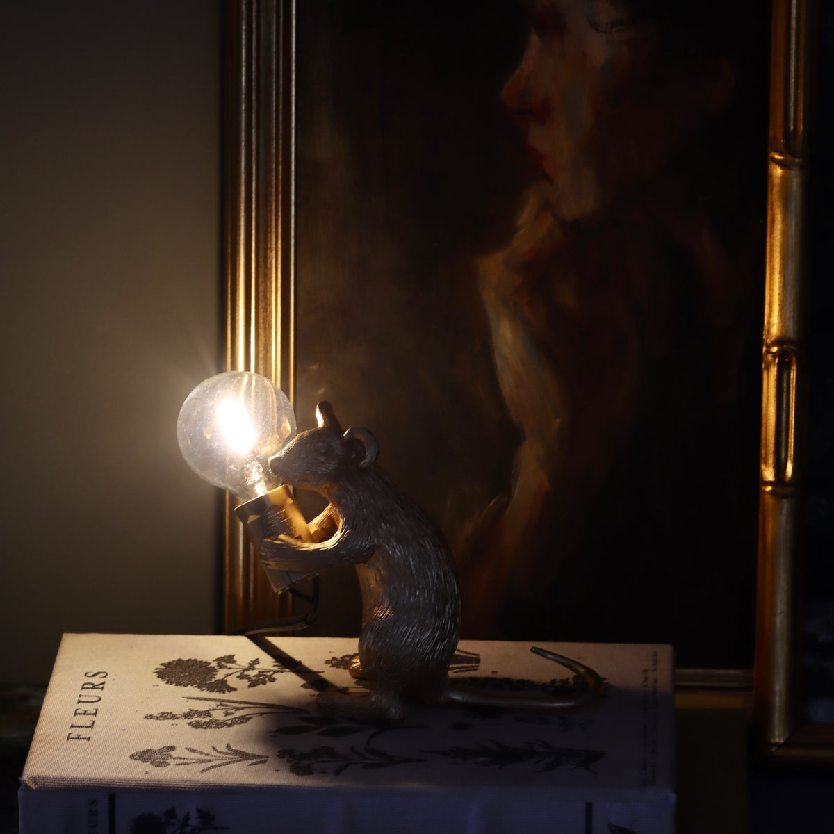 Stand Up Little Mouse Gold Resin Night Light - Holistic Habitat 
