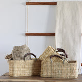 Market Reed & Leather Baskets - Set of 3 - Holistic Habitat 