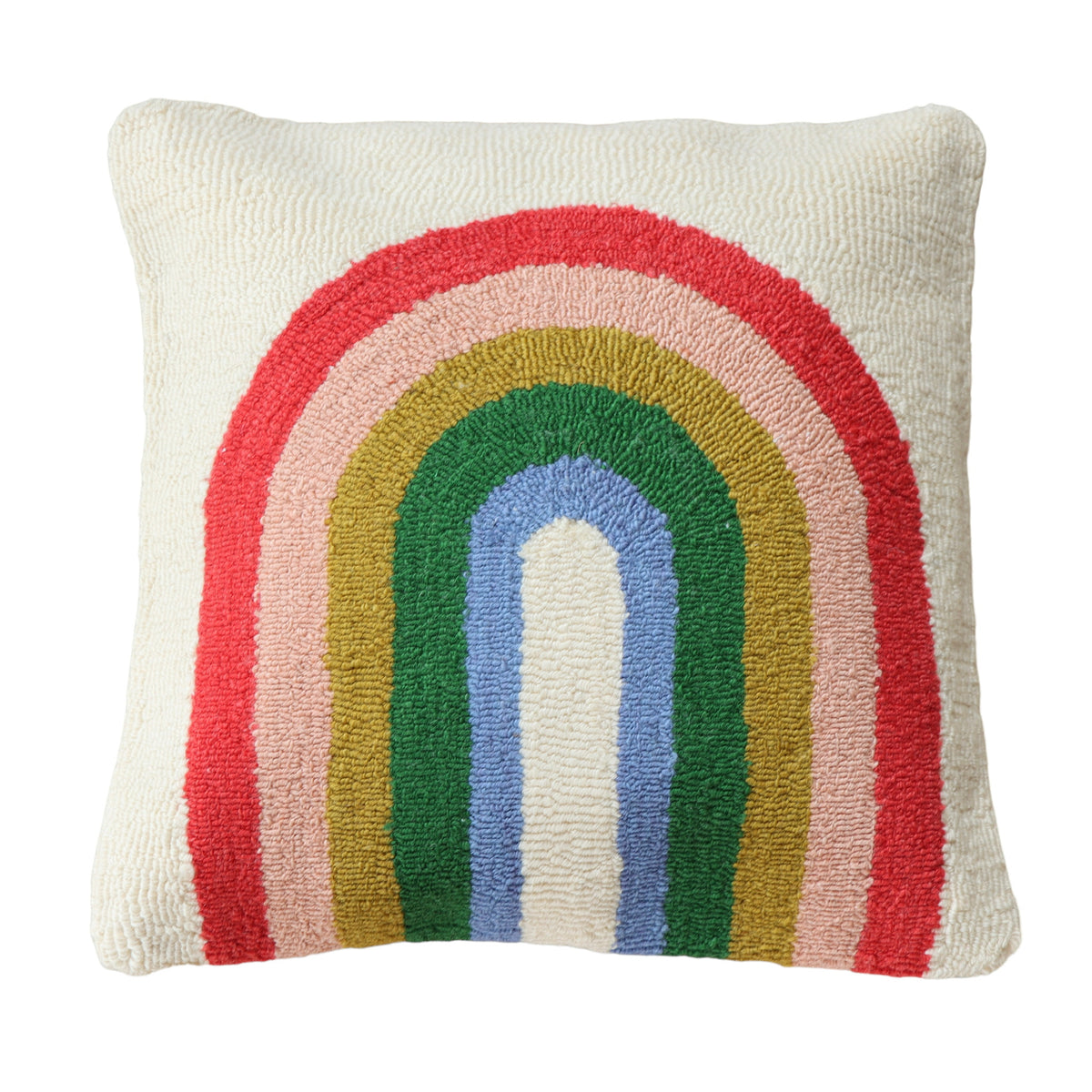 Rainbow Hand-Hooked Pillow - 16 Inch - Holistic Habitat 