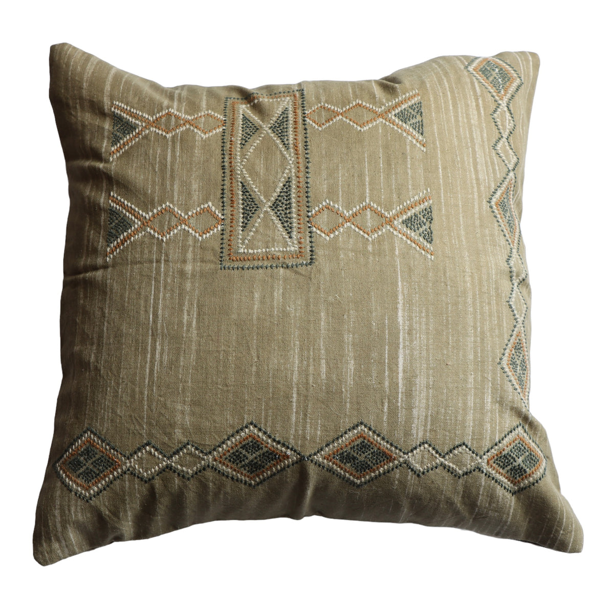 Olive Glyph Embroidered Pillow Cover - 18 Inch - Holistic Habitat 