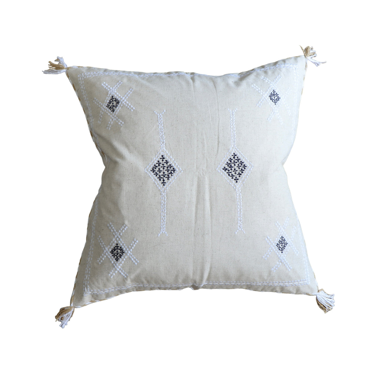 Jaya Linen Embroidered Pillow Cover - 20 Inch - Holistic Habitat 