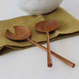 Full Moon Teak Wooden Salad Servers Set - Holistic Habitat 