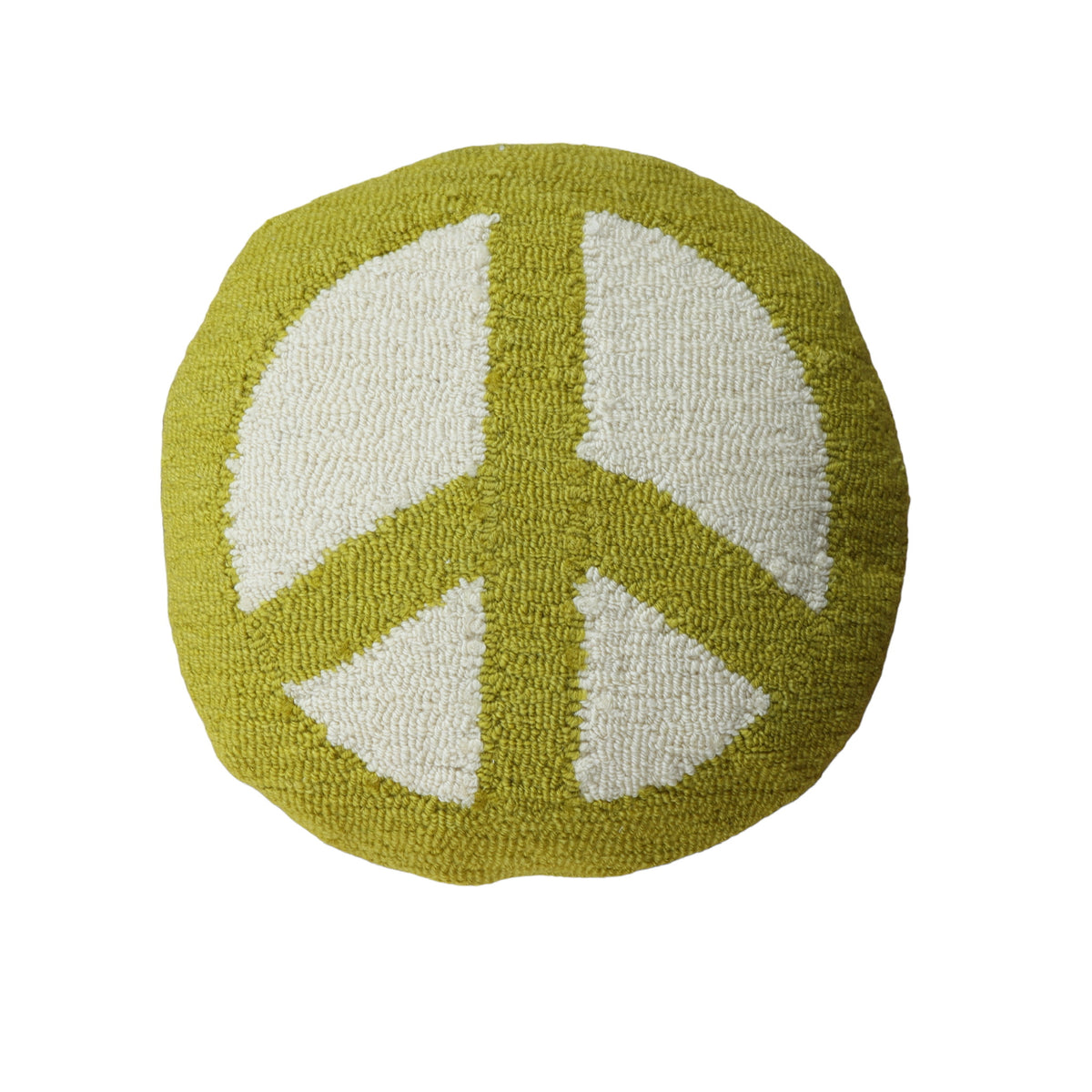 Round Peace Sign Hand-Hooked Pillow - 13 Inch - Holistic Habitat 