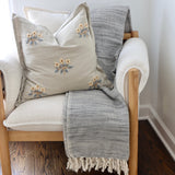 French Blue Wool Blend Fringe Throw - Holistic Habitat 