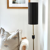 Kali Distressed Gold Floor Lamp with Fluted Black Shade - Holistic Habitat 