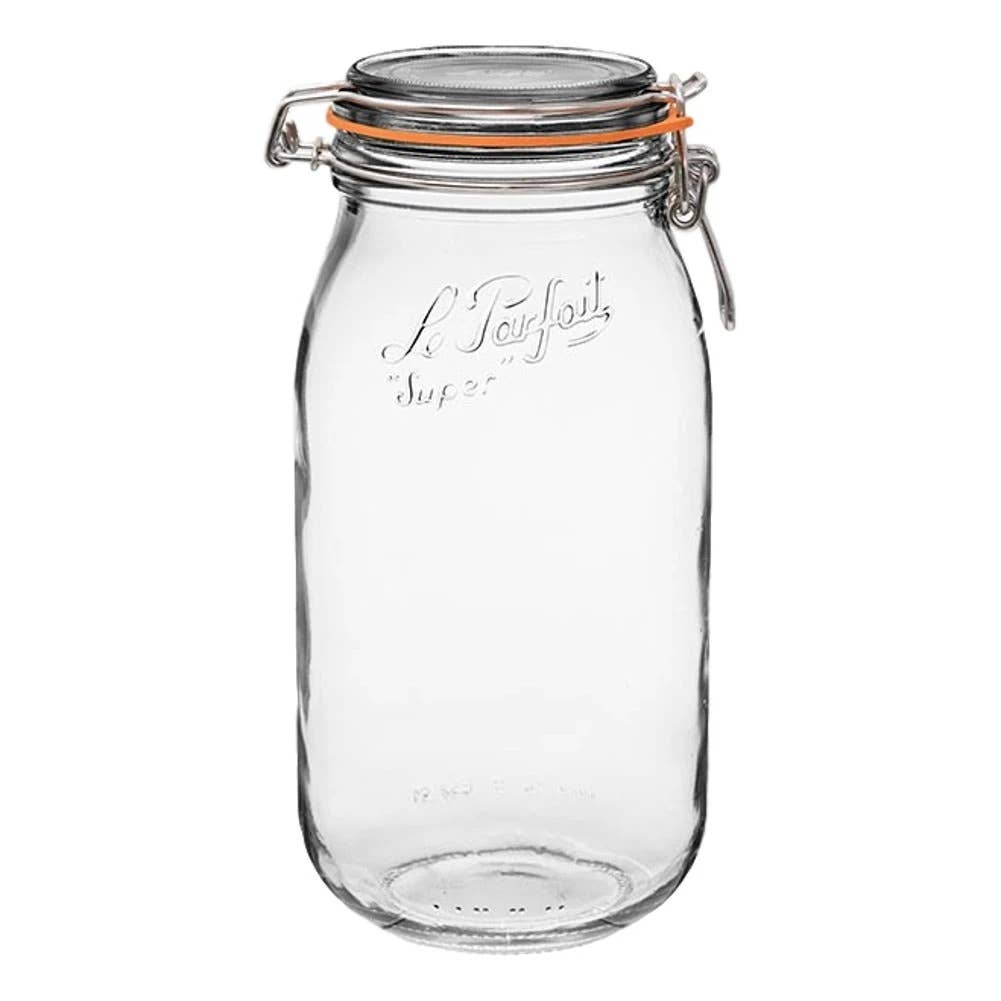 Rounded French Glass Storage Jar With Airtight Rubber Seal - 2L - Holistic Habitat 