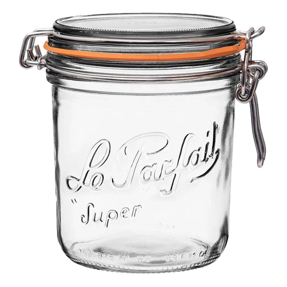 750ml Tapered French Glass Preserving Jar W Airtight Rubber - Holistic Habitat 