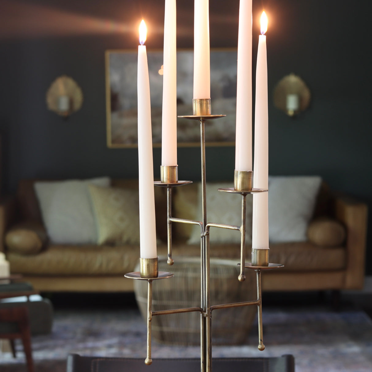 Clementine Aged Brass Finished Candelabra - Holistic Habitat 