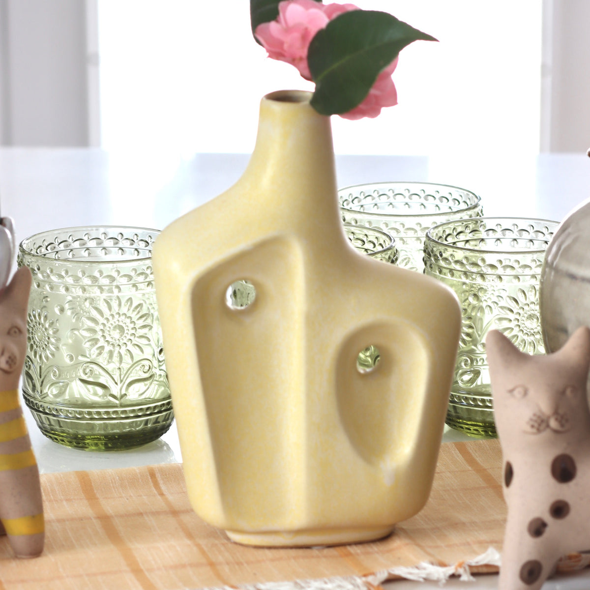 Sweet Curry Abstract Stoneware Vase - Holistic Habitat 