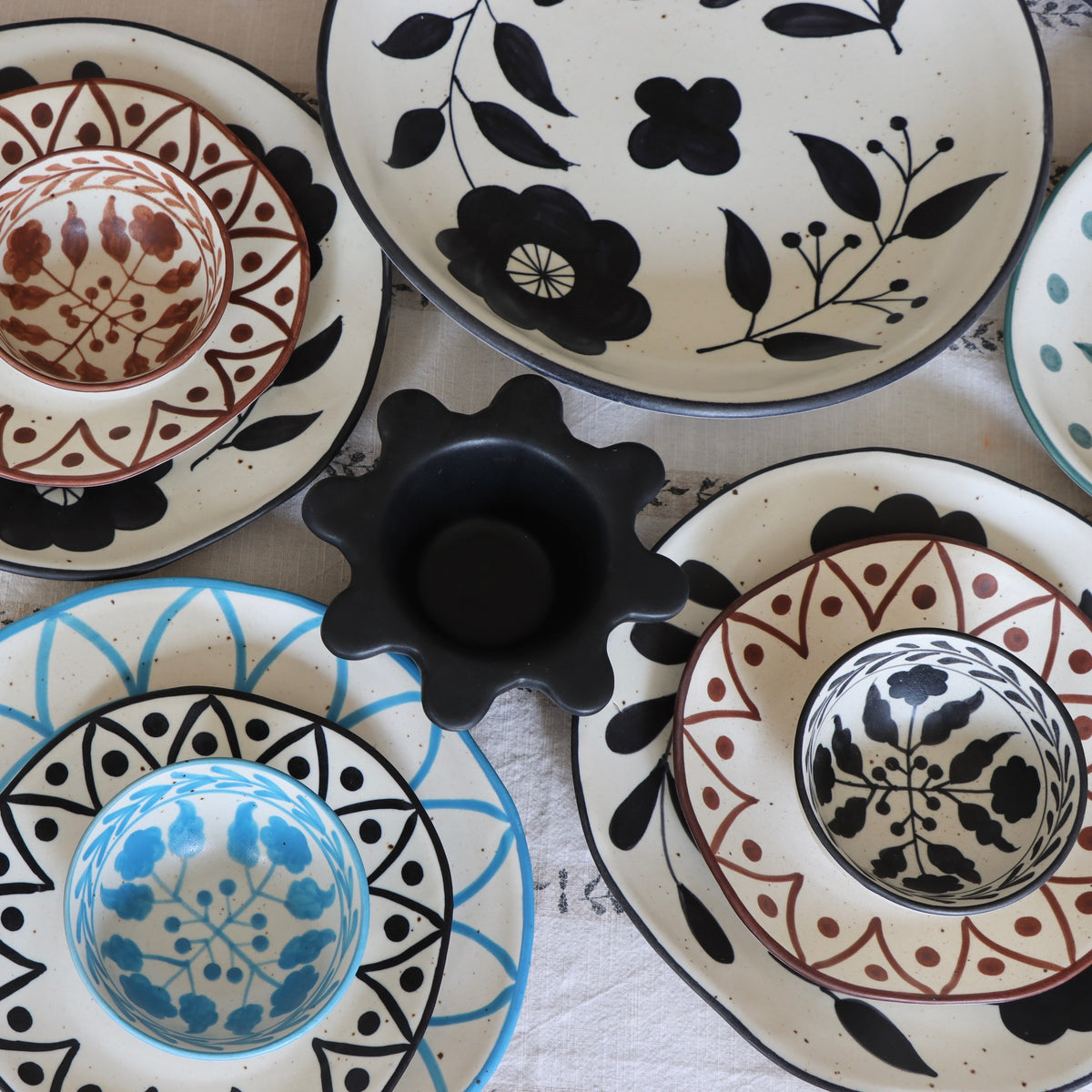 Prairie Fields Hand-Painted Stoneware Bowls - Set of 3 - Holistic Habitat 