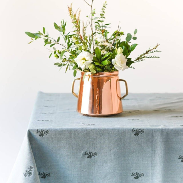 Blue Fleur Embroidered Tablecloth - Holistic Habitat 