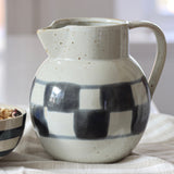 Checkerboard Hand-Painted Stoneware Pitcher - Holistic Habitat 