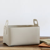 Oatmeal Vegan Leather Storage Basket - Medium - Holistic Habitat 