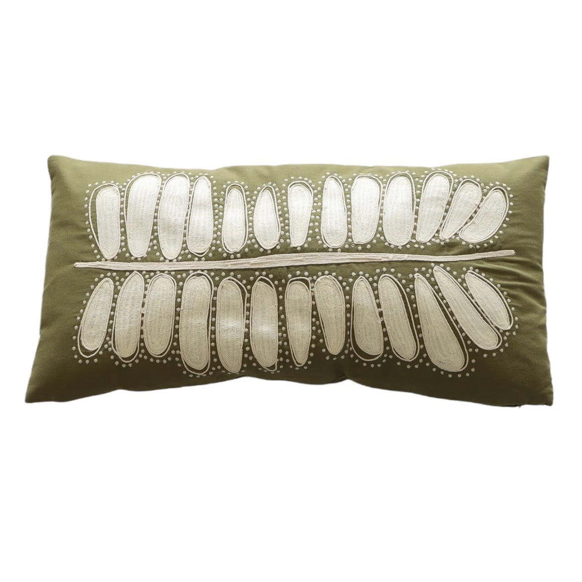 Parallel Leaves Cotton Lumbar Pillow - Holistic Habitat 