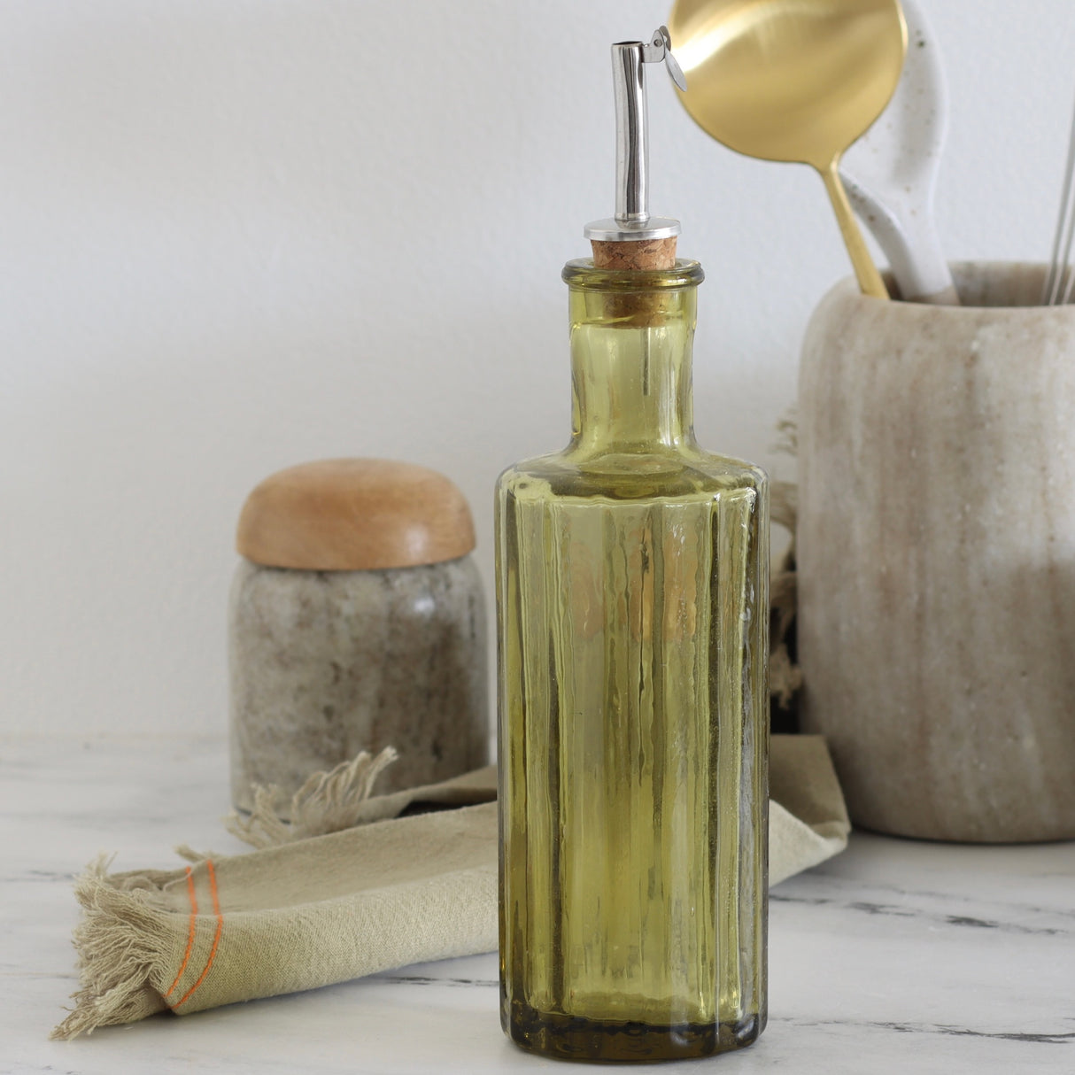 Sage Recycled Glass Oil Bottle - Holistic Habitat 