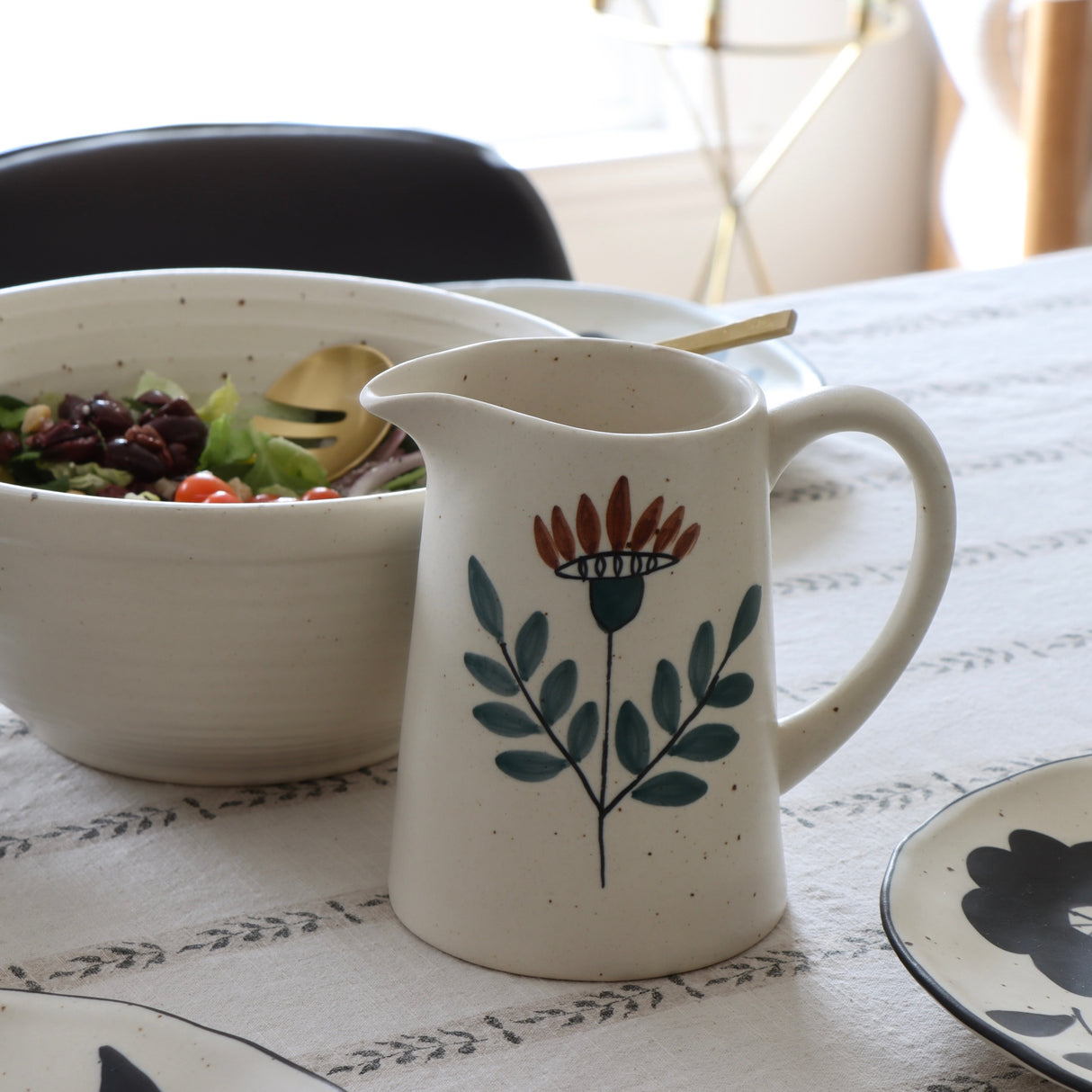 Chocolate Orchard Hand-Painted Stoneware Pitcher - Holistic Habitat 