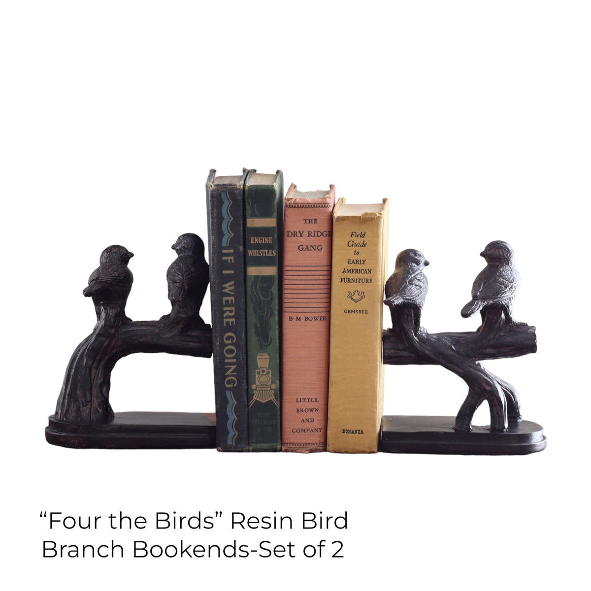 &quot;Four The Birds&quot; Resin Bird Branch Bookends - Set of 2 - Holistic Habitat 