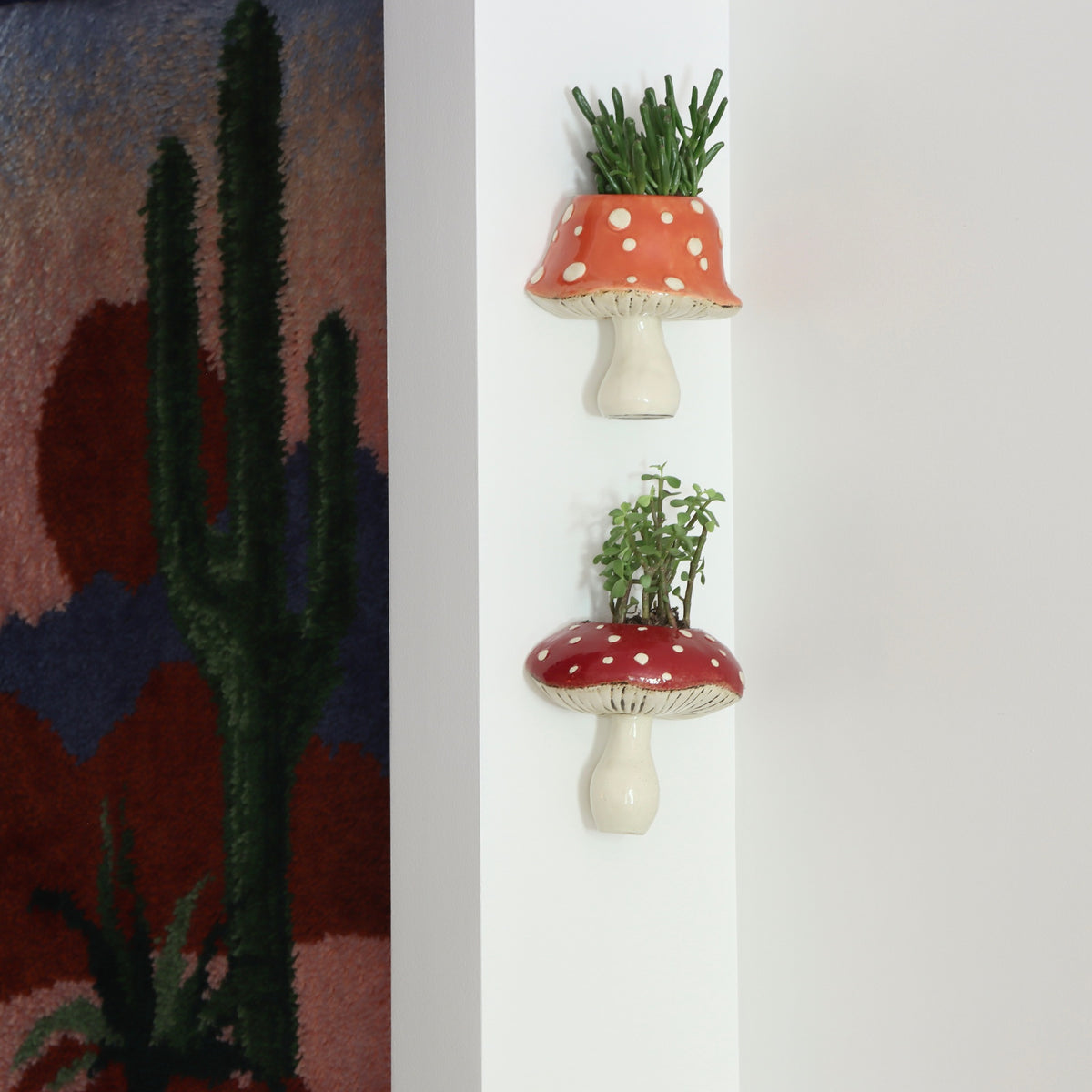Toadstool Ceramic Wall Garden - Set of 2 - Holistic Habitat 